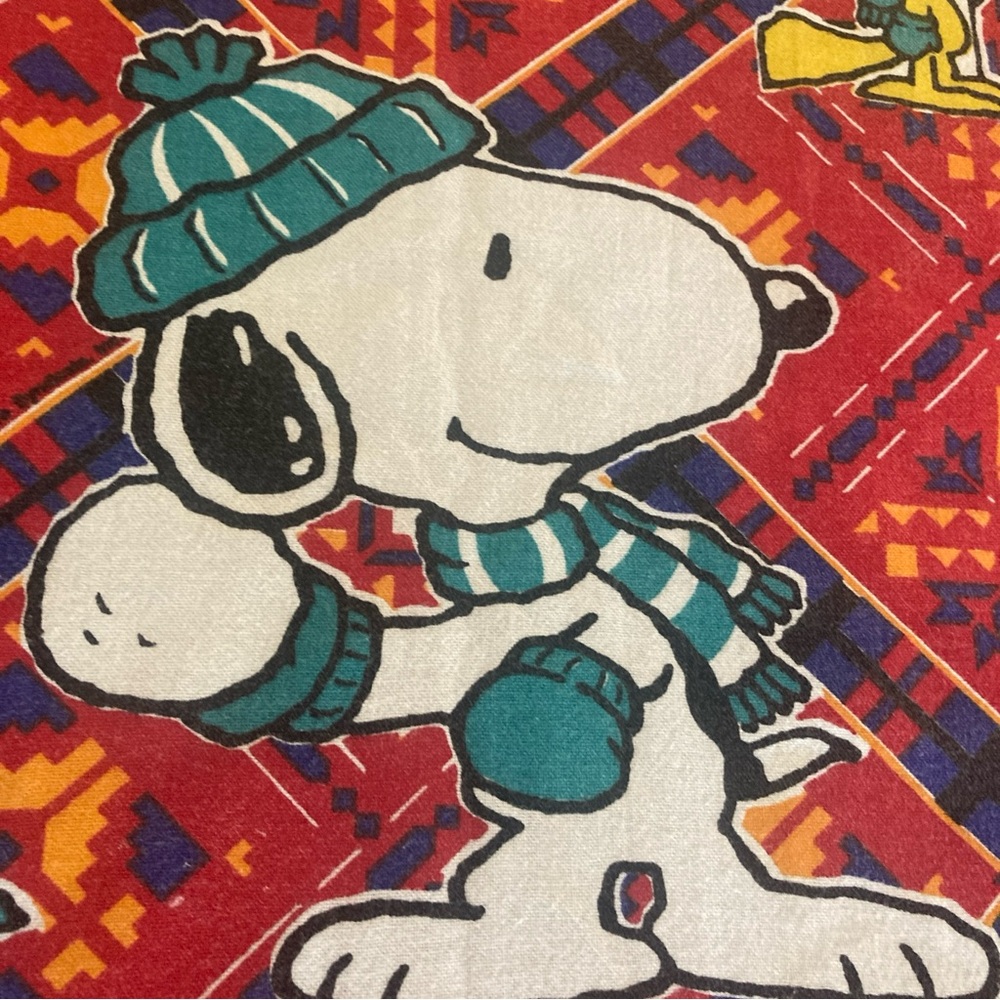 Vintage Snoopy Peanuts Flat Sheet Charlie Brown Red Cotton No Stains No Tears - Picture 2 of 8